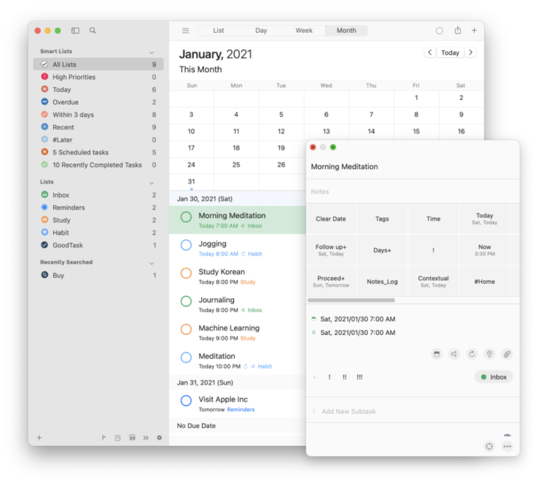 goodtask calendar view